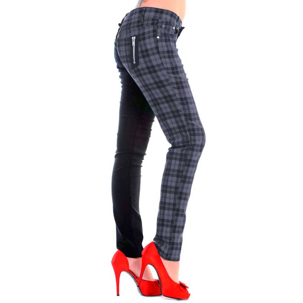 Banned - HALF BLACK HALF CHECK Skinny fit broek - Zwart/Grijs Product image